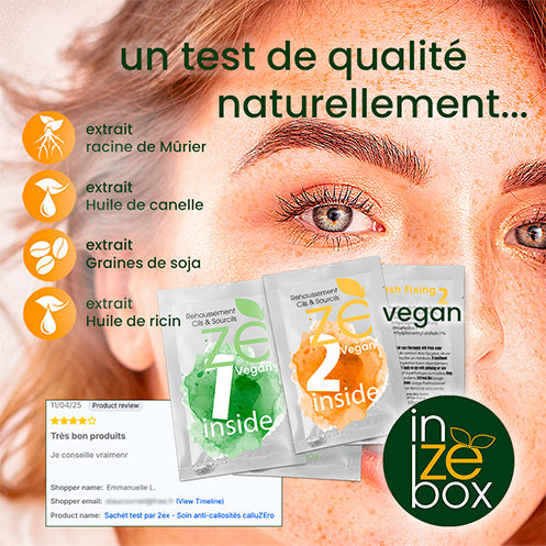Des ingrédients naturels dans la loiton Perming de Rehaussement de cils inZEbox